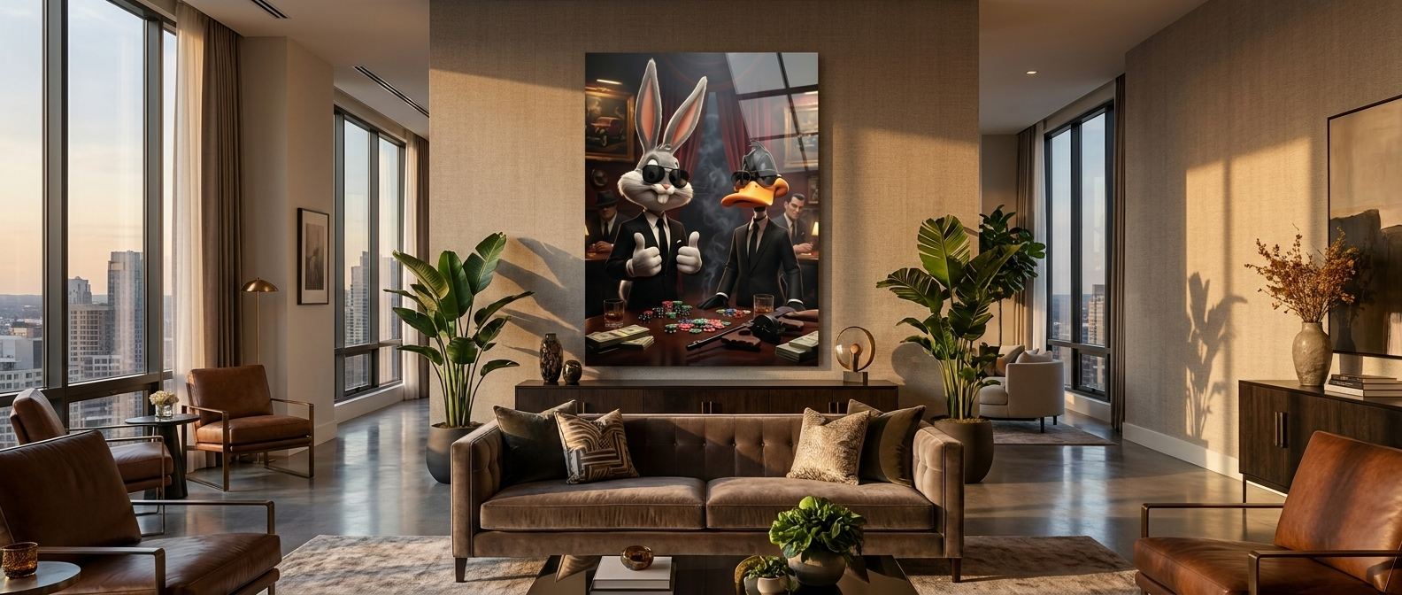 DOTCOMCANVAS Casino Bunny and Duck Acrylglas Banner