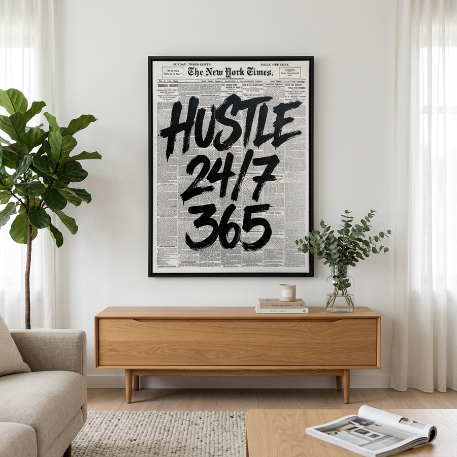Hustle 24/7 Leinwandbild Room Mockup