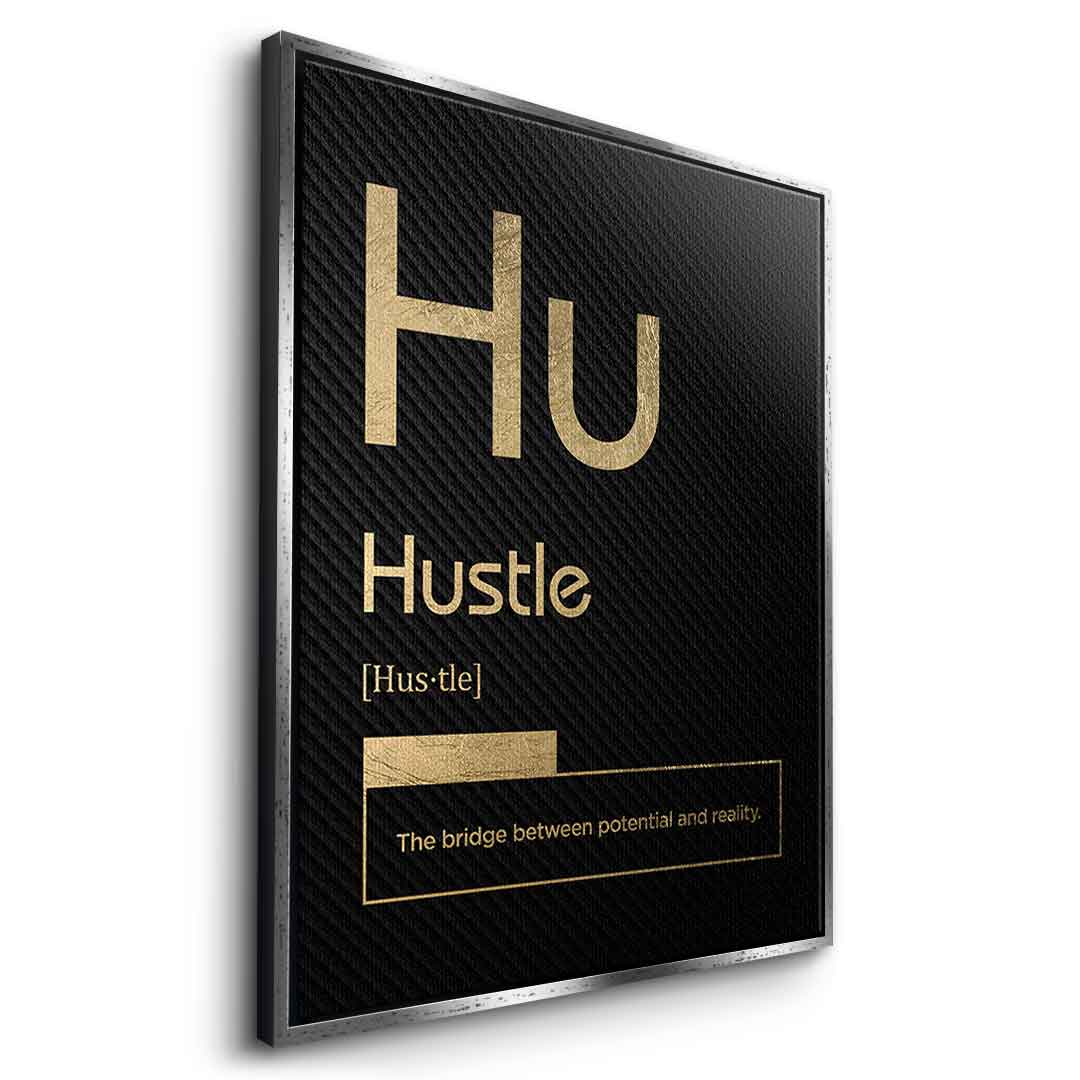 Hustle Leinwandbild Version Schwarz – Seitenansicht mit weißem Rahmen | DOTCOMCANVAS® Wandbild