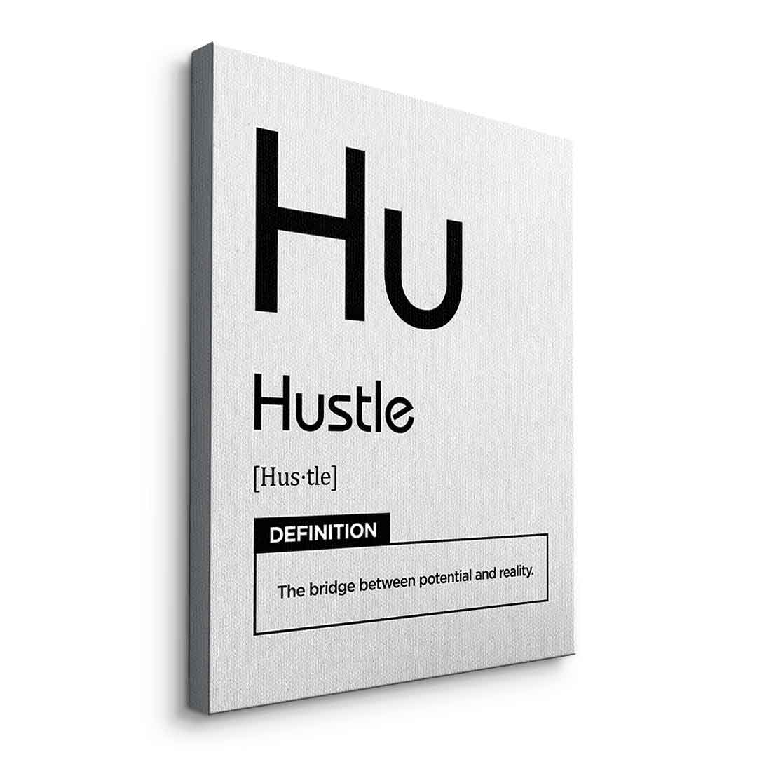 Hustle Leinwandbild Version Weiß – Seitenansicht ohne Rahmen | DOTCOMCANVAS® Wandbild