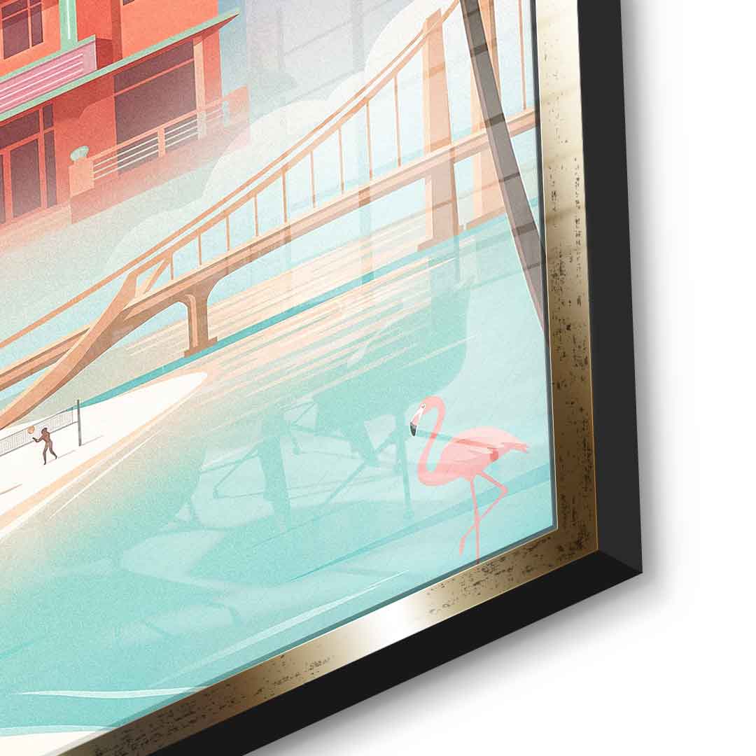 DOTCOMCANVAS Miami Acrylglasbild Vorderansicht mit schwarzem Rahmen
