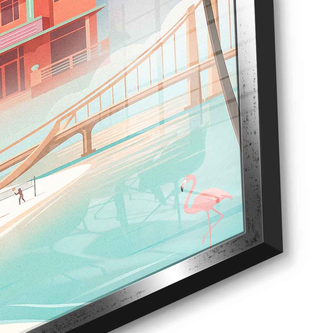 DOTCOMCANVAS Miami Acrylglasbild Vorderansicht mit silbernem Rahmen