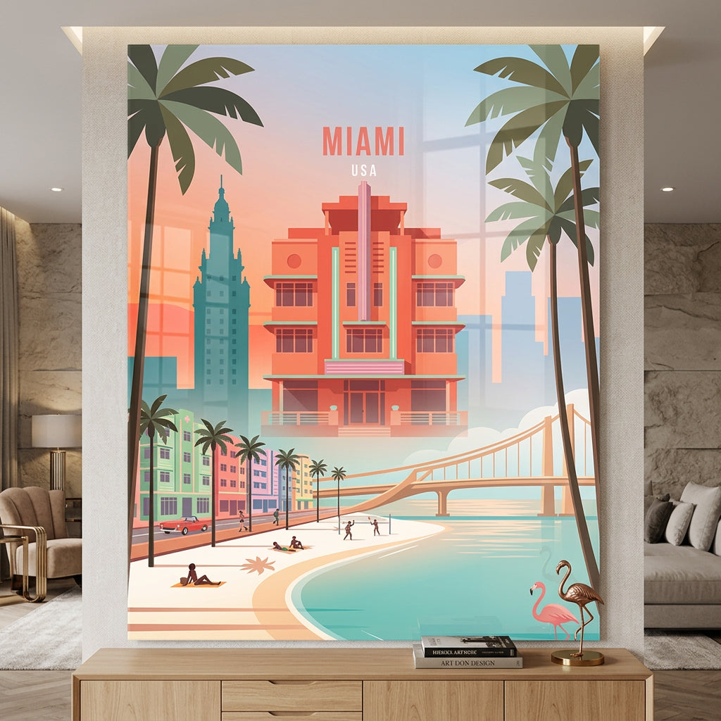 DOTCOMCANVAS Miami Acrylglasbild im Raum Beispiel
