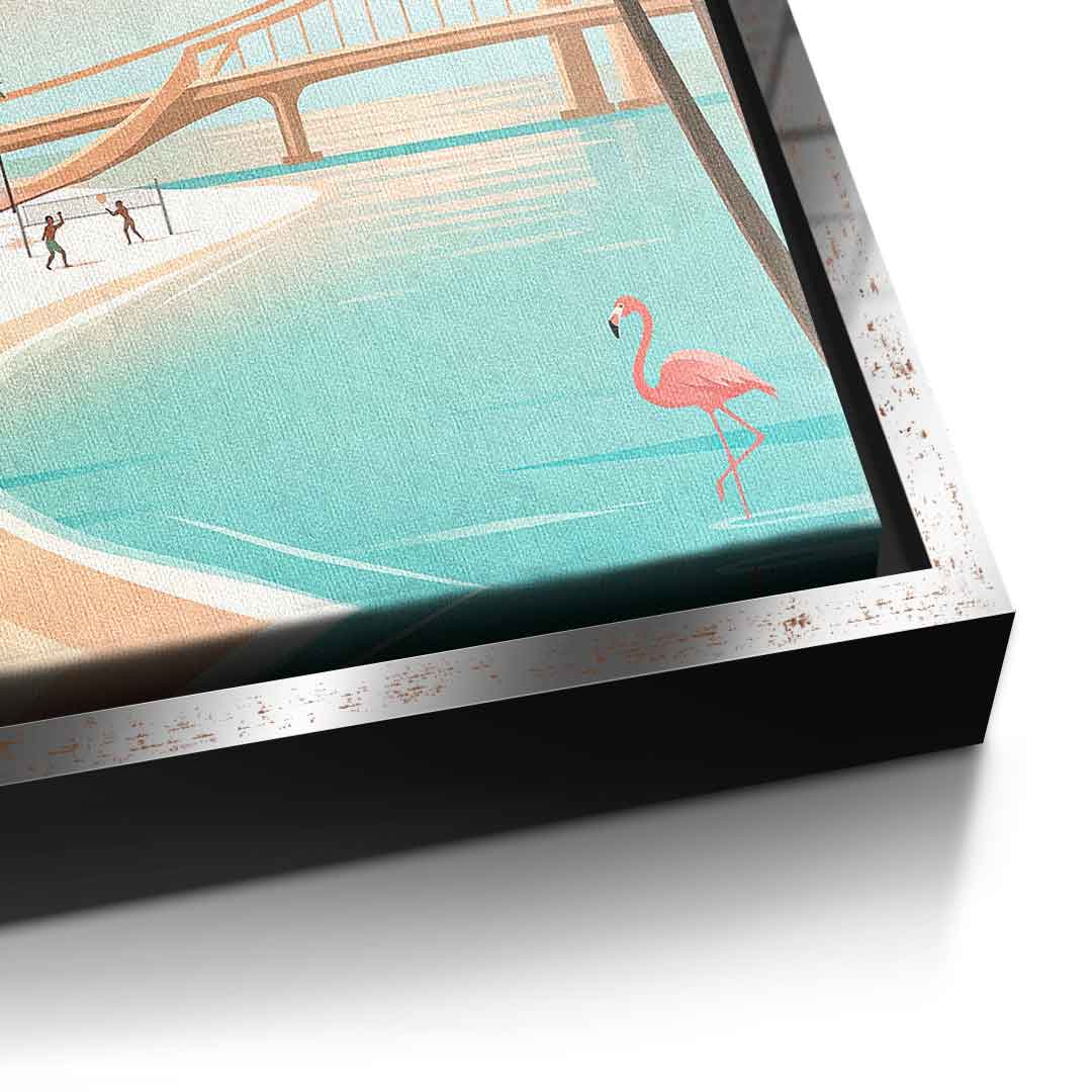 DOTCOMCANVAS Miami Leinwandbild Vorderansicht mit silbernem Rahmen