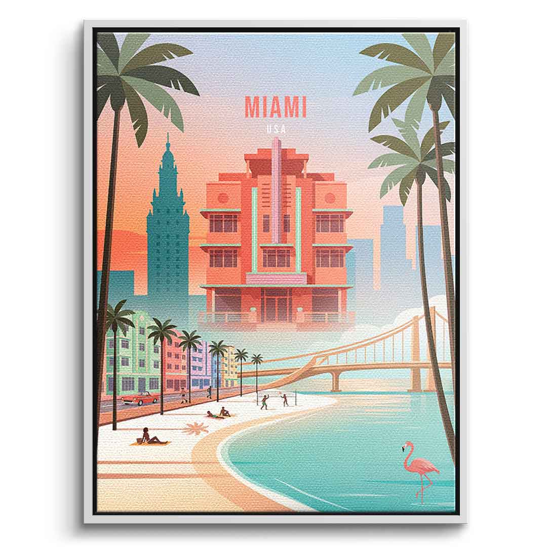 DOTCOMCANVAS Miami Leinwandbild Seitenansicht weiss
