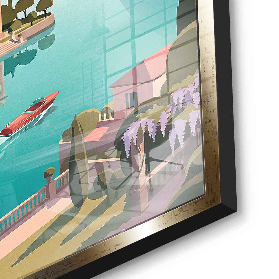 DOTCOMCANVAS Como Acrylglasbild Vorderansicht mit silbernem Rahmen
