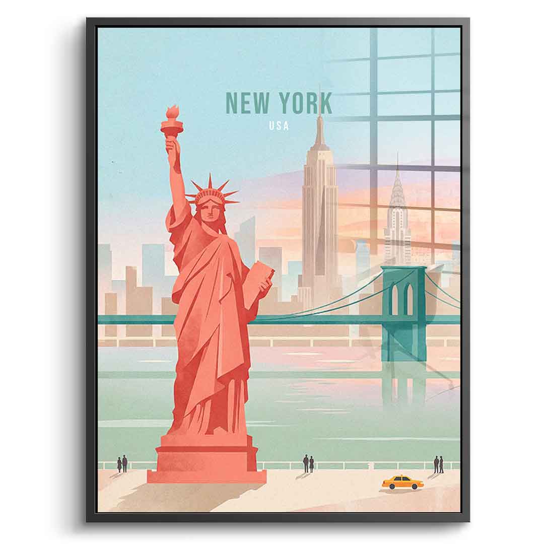 DOTCOMCANVAS New York Acrylglasbild Vorderansicht mit schwarzem Rahmen