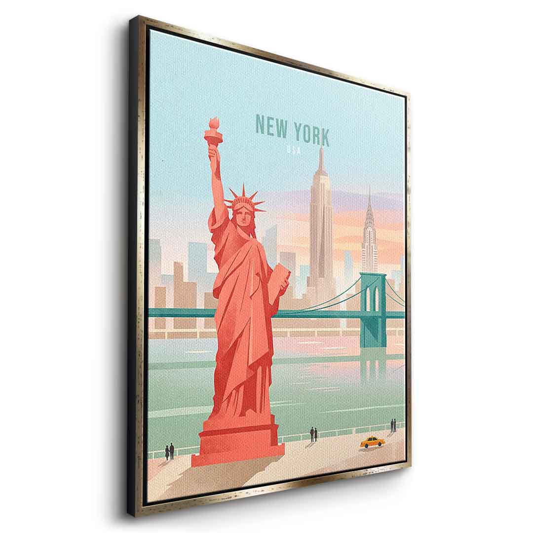 DOTCOMCANVAS New York Leinwandbild Seitenansicht gold