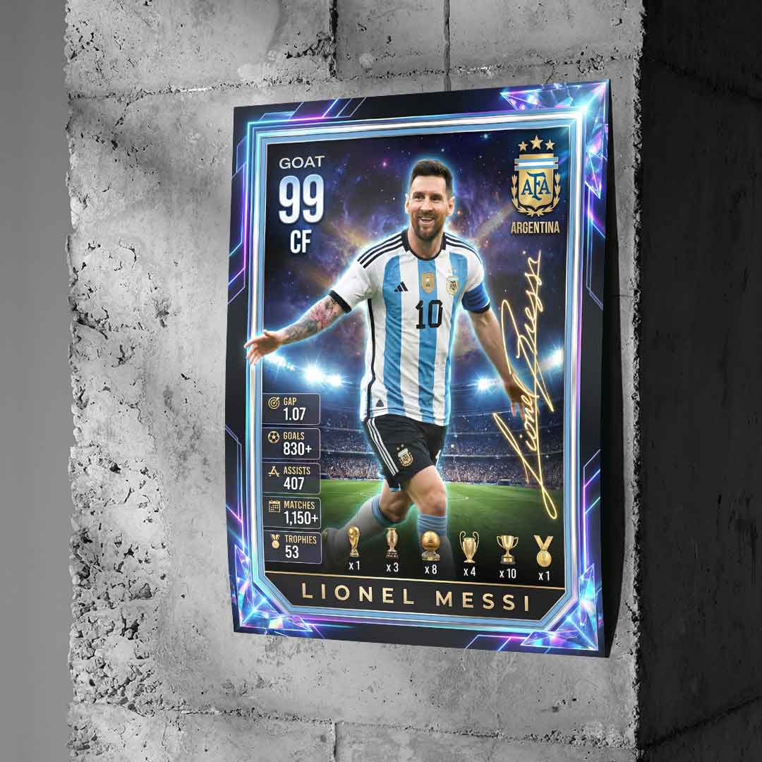 Messi Trade Card Poster Betonwand