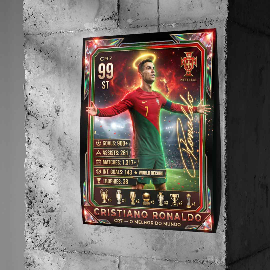 Ronaldo Trade Card Poster Betonwand