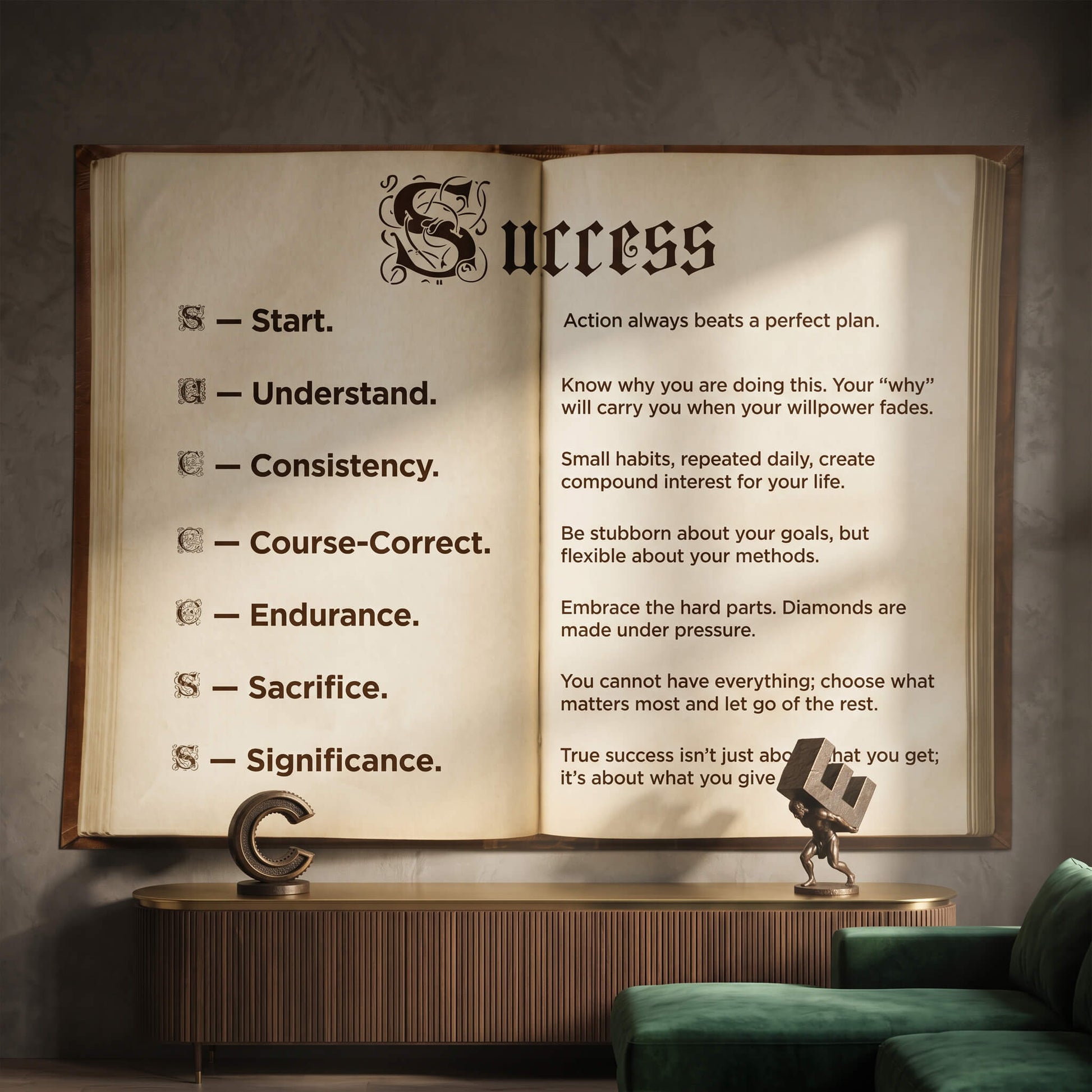 DOTCOMCANVAS® Success book Poster – im Raum