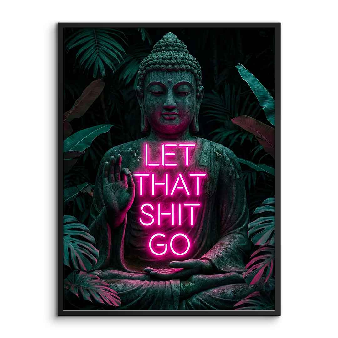 DOTCOMCANVAS® Buddah for Toilett Poster – gerahmte Frontansicht
