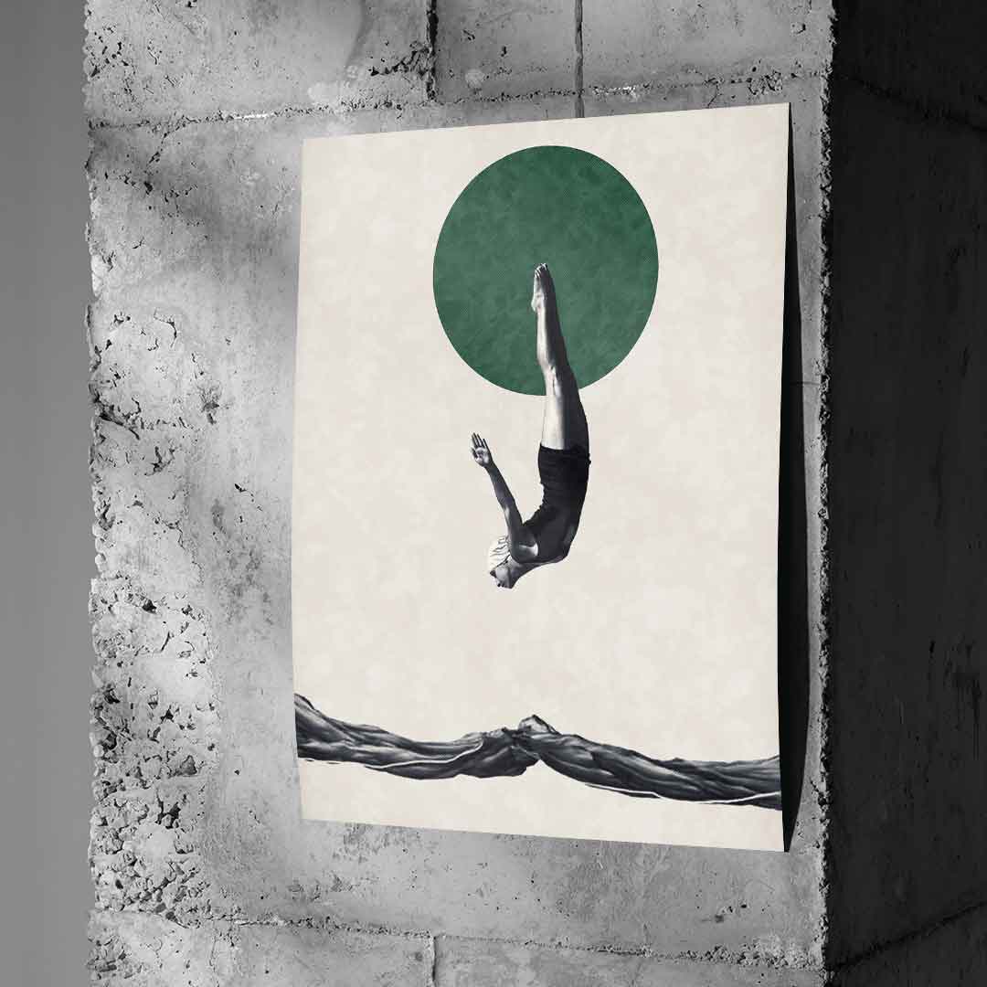 DOTCOMCANVAS® Dive Poster – an Betonwand