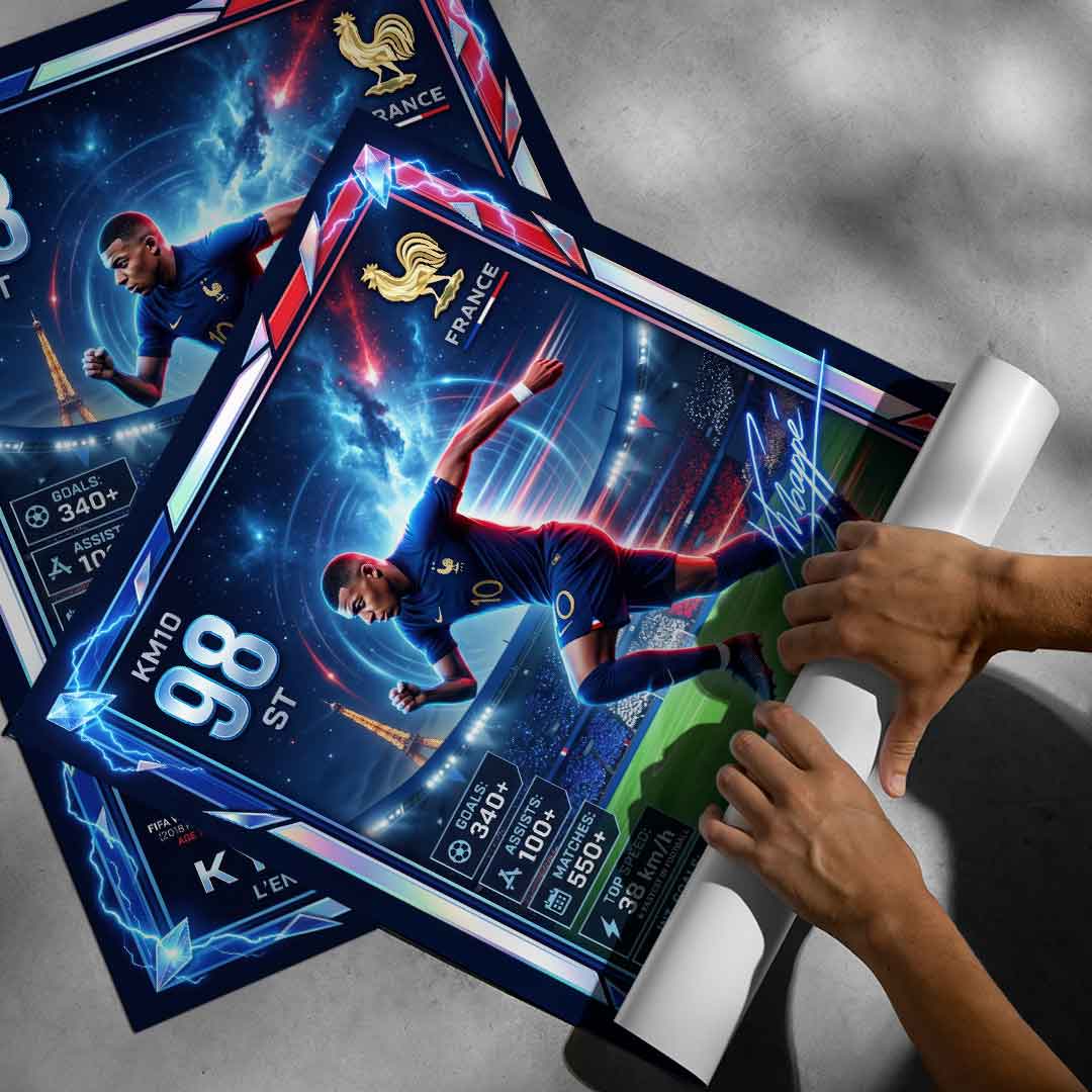 Mbappé Poster aufgerollt