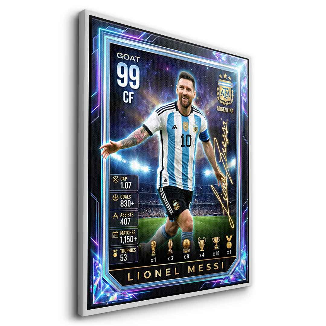Messi Trade Card Leinwandbild Detailansicht