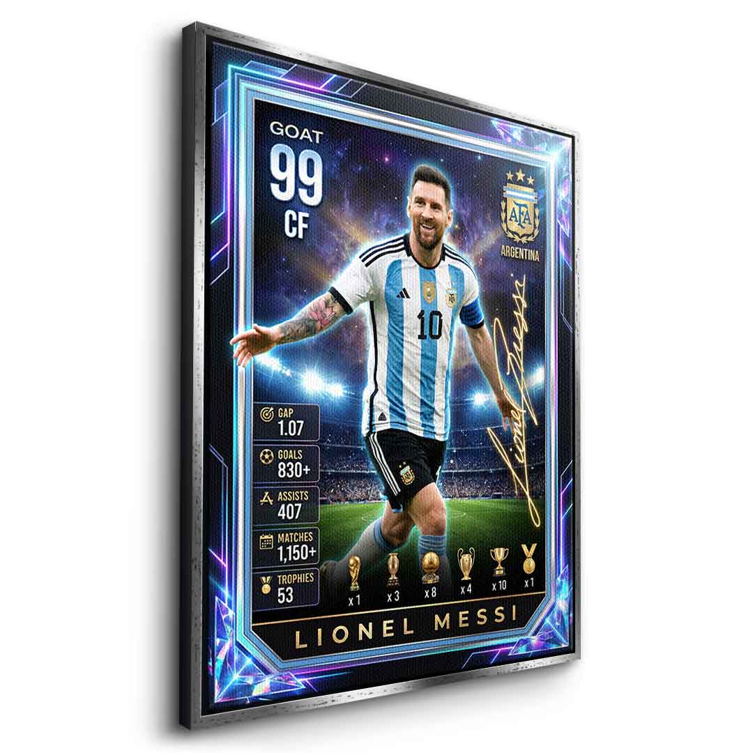 Messi Trade Card Leinwandbild Detailansicht
