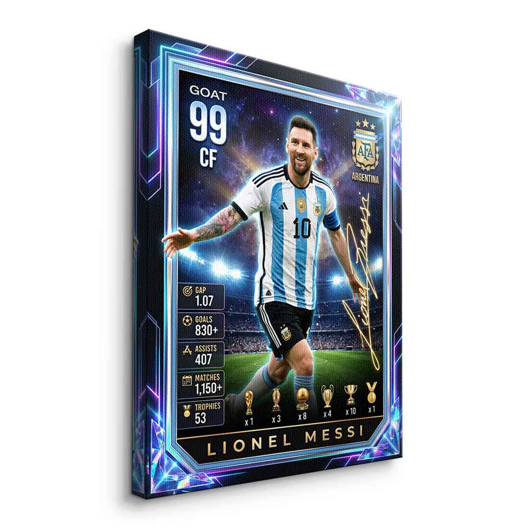 Messi Trade Card Leinwandbild Zertifikat