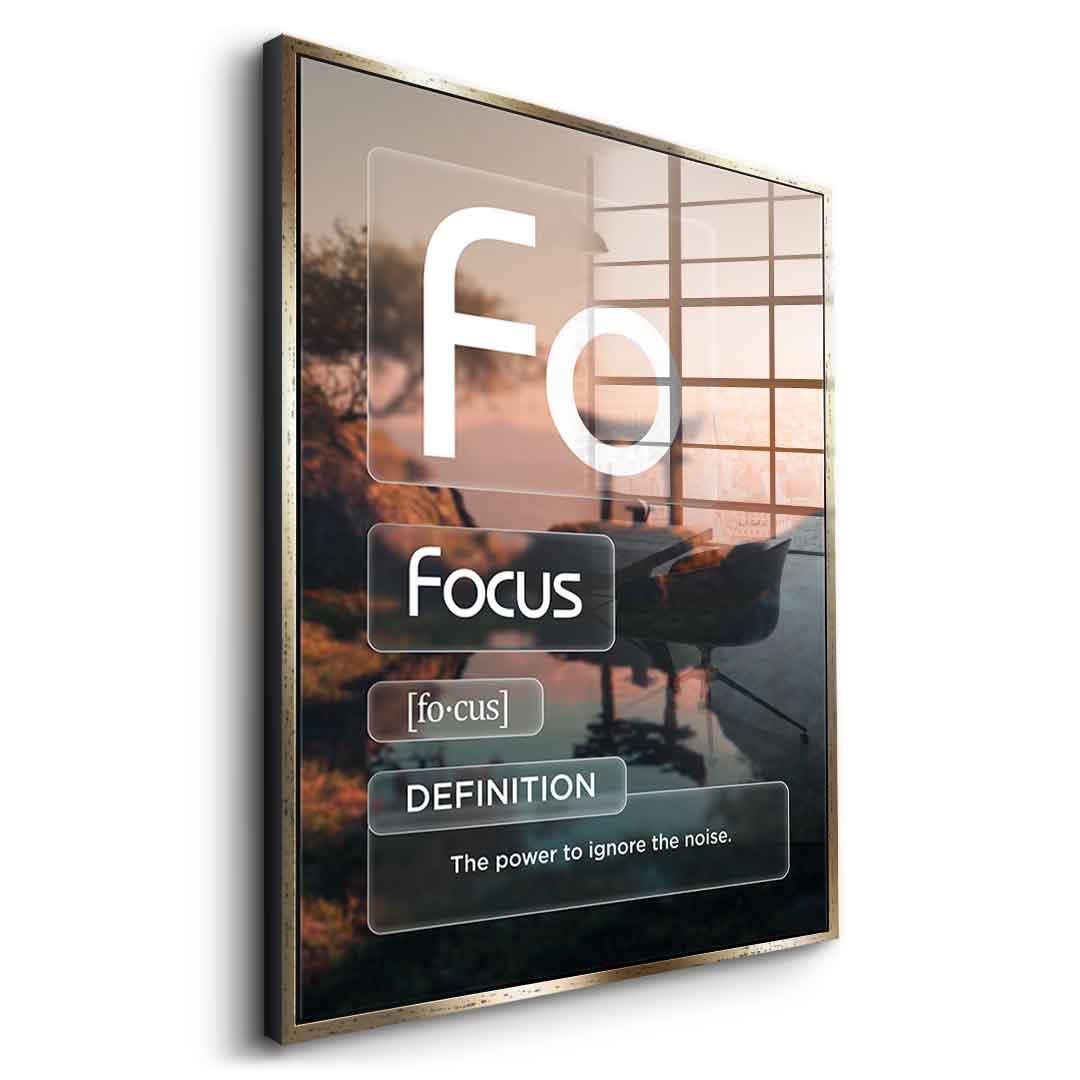 DOTCOMCANVAS® Focus (Fo) Acrylglasbild Version Farbig – Seitenansicht Schwarz