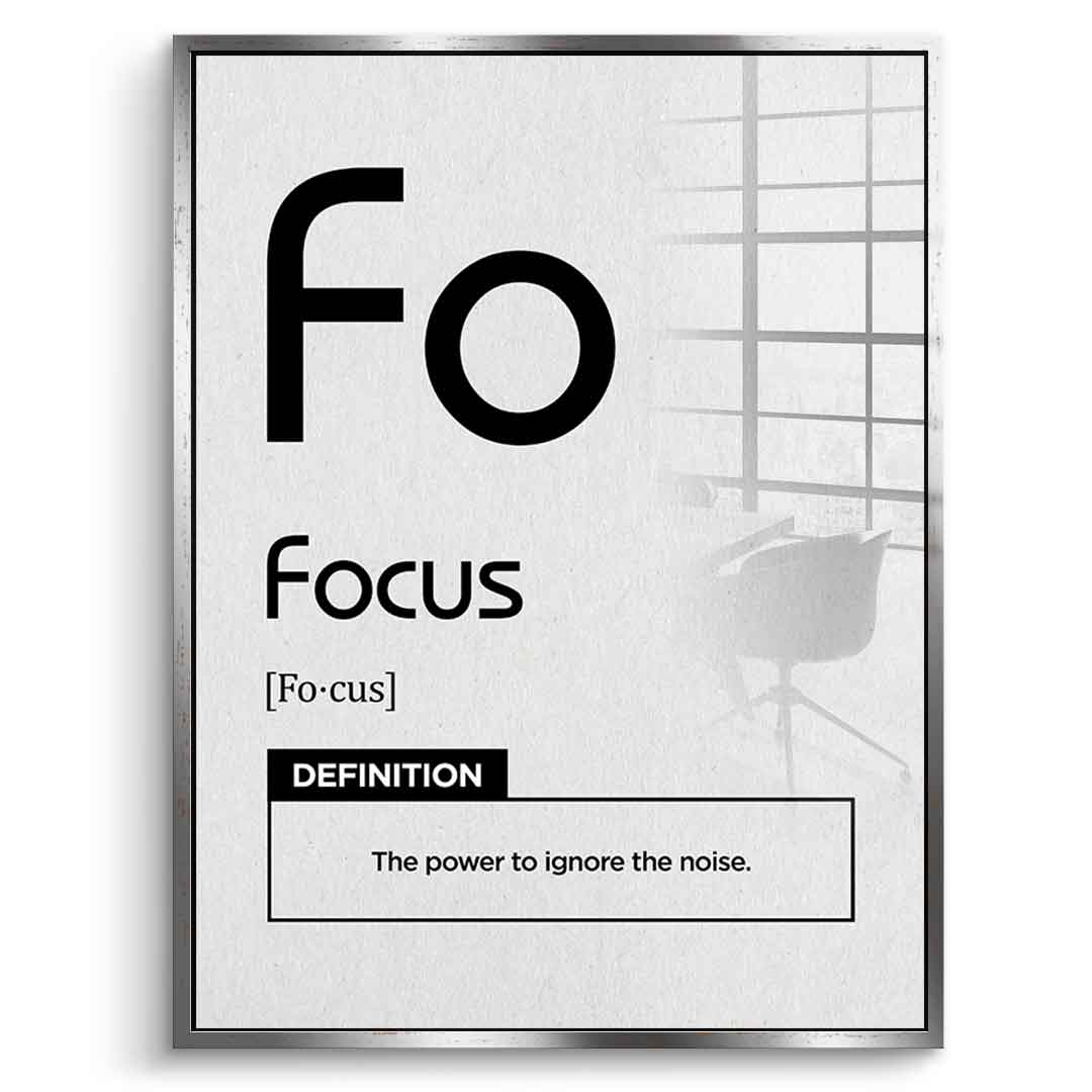 DOTCOMCANVAS® Focus (Fo) Acrylglasbild Version Weiß – Vorderansicht Weißer Rahmen
