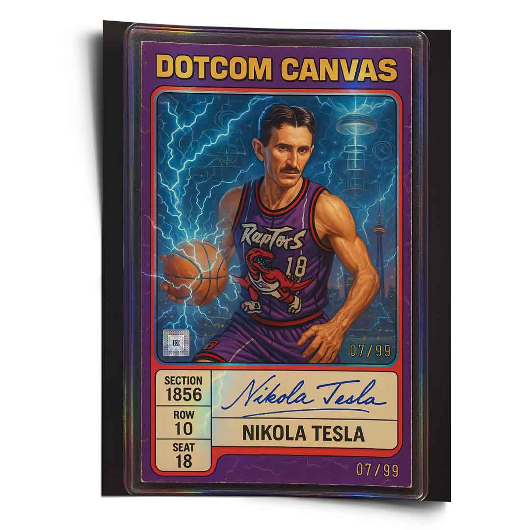 DOTCOMCANVAS Poster Nikola Tesla Basketball Card Pop Art Frontansicht