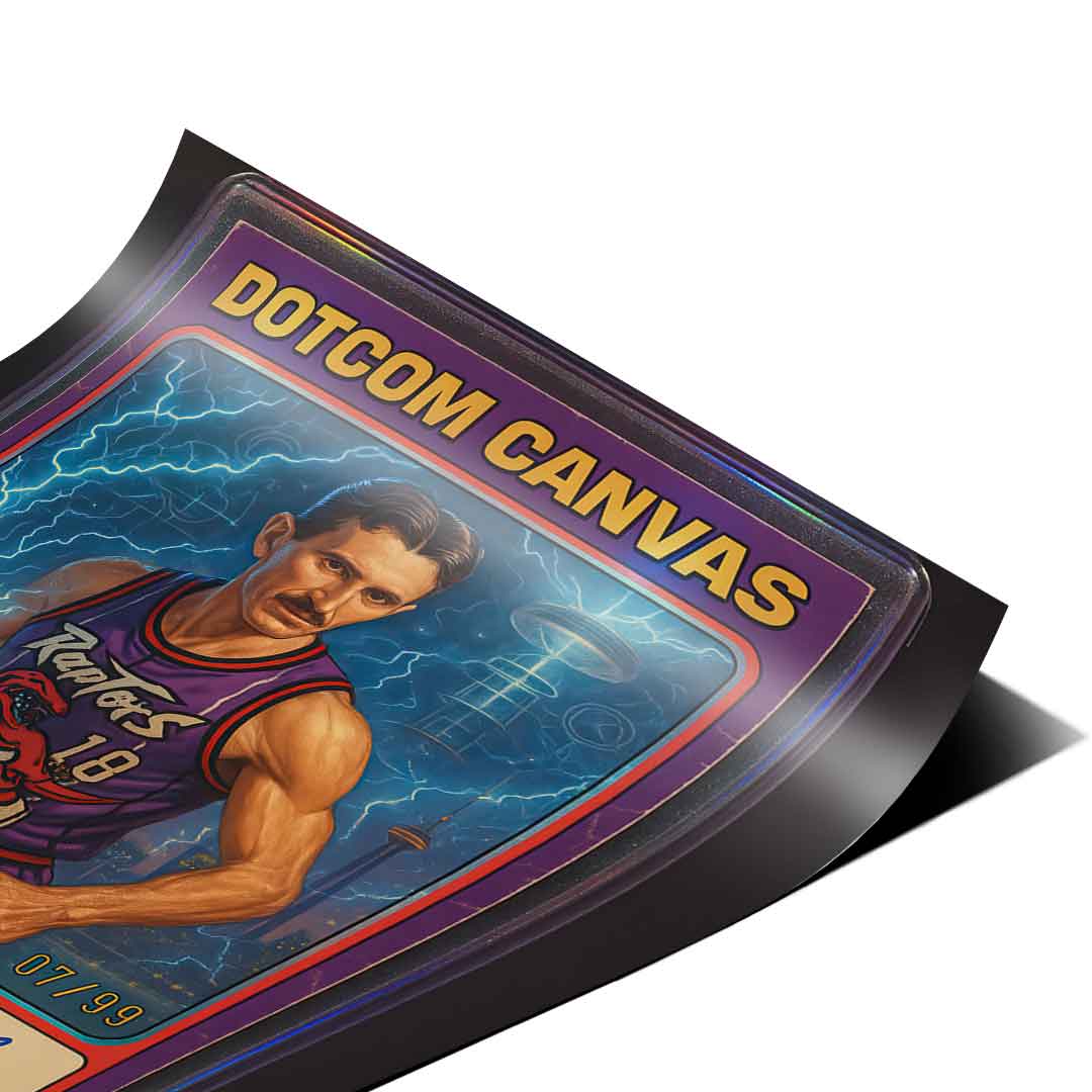 DOTCOMCANVAS Poster Nikola Tesla Basketball Card Eckdetail Nahaufnahme