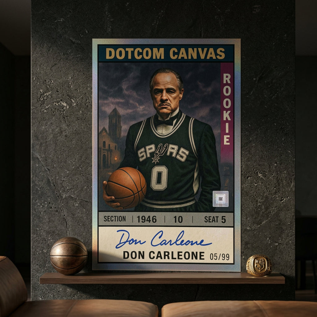 DOTCOMCANVAS Poster Don Carleone Basketball Card Pop Art im Wohnraum Mockup