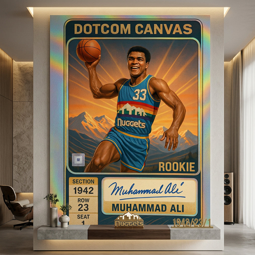 DOTCOMCANVAS Muhammad Ali Basketball Card Poster Pop Art Wandbild im Raum