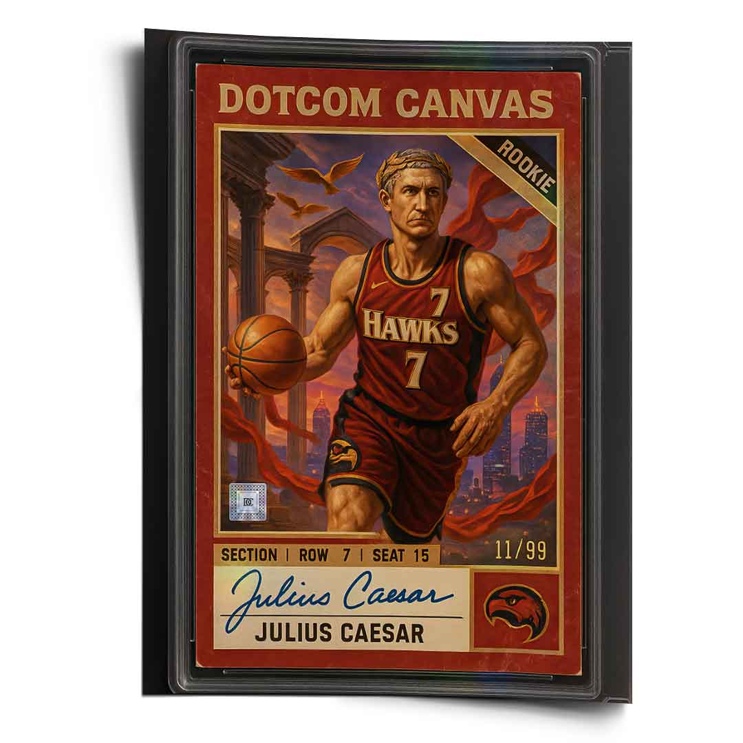 DOTCOMCANVAS Julius Caesar Basketball Card Poster Pop Art – Frontansicht