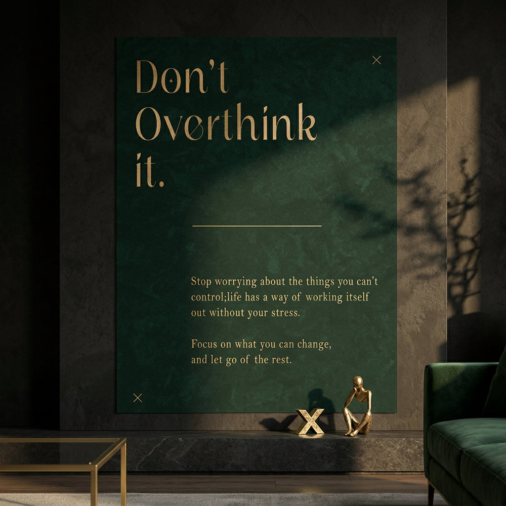 DOTCOMCANVAS Poster Don't Overthink it. im Raum – motivierendes Typografie-Wandbild