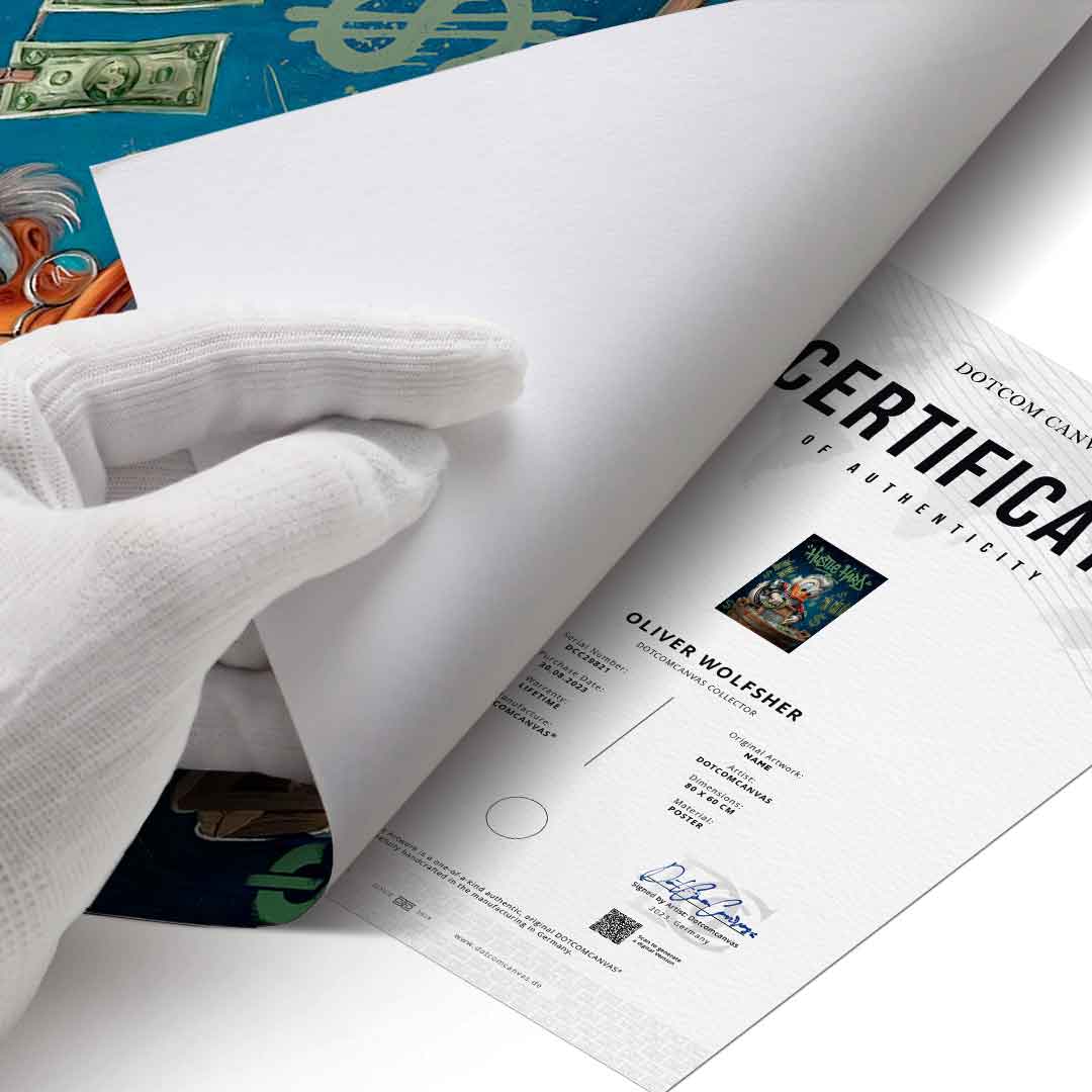 DOTCOMCANVAS® Hustle Hard Poster – Echtheitszertifikat