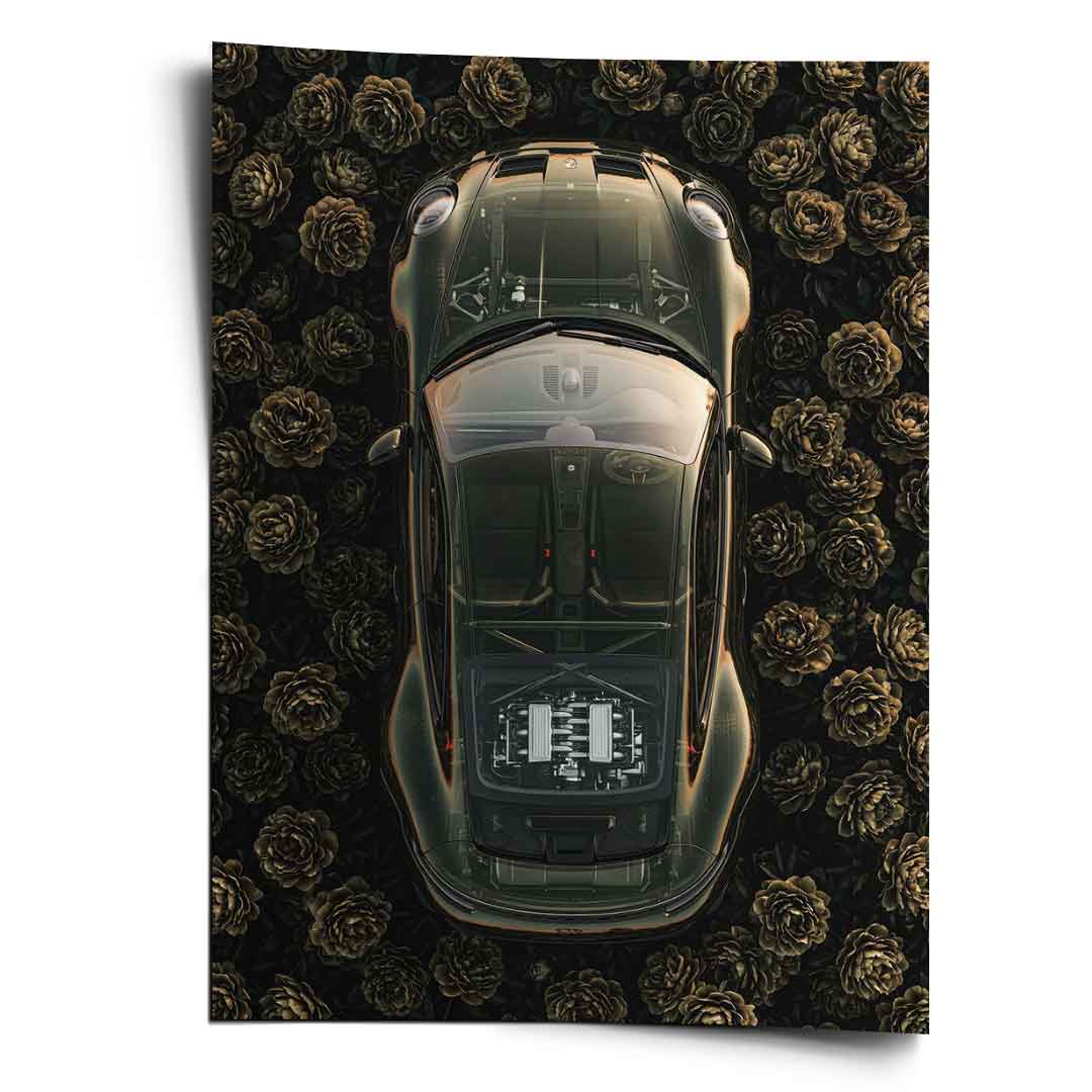 DOTCOMCANVAS® Porsche in flowers Poster – Vorderansicht