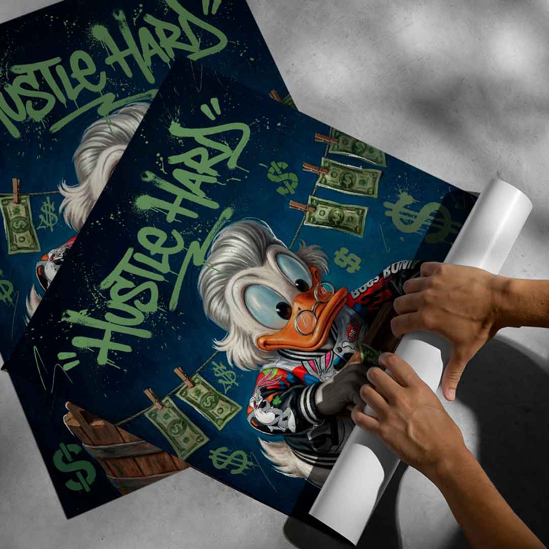 DOTCOMCANVAS® Hustle Hard Poster – Roll-up-Aufsteller