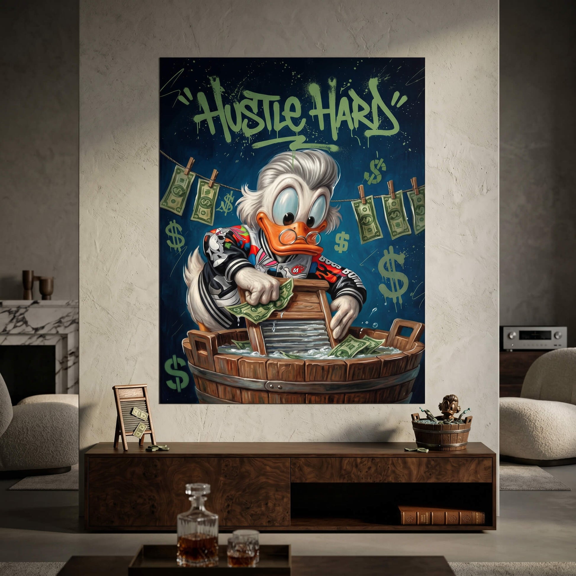 DOTCOMCANVAS® Hustle Hard Poster – im Raum