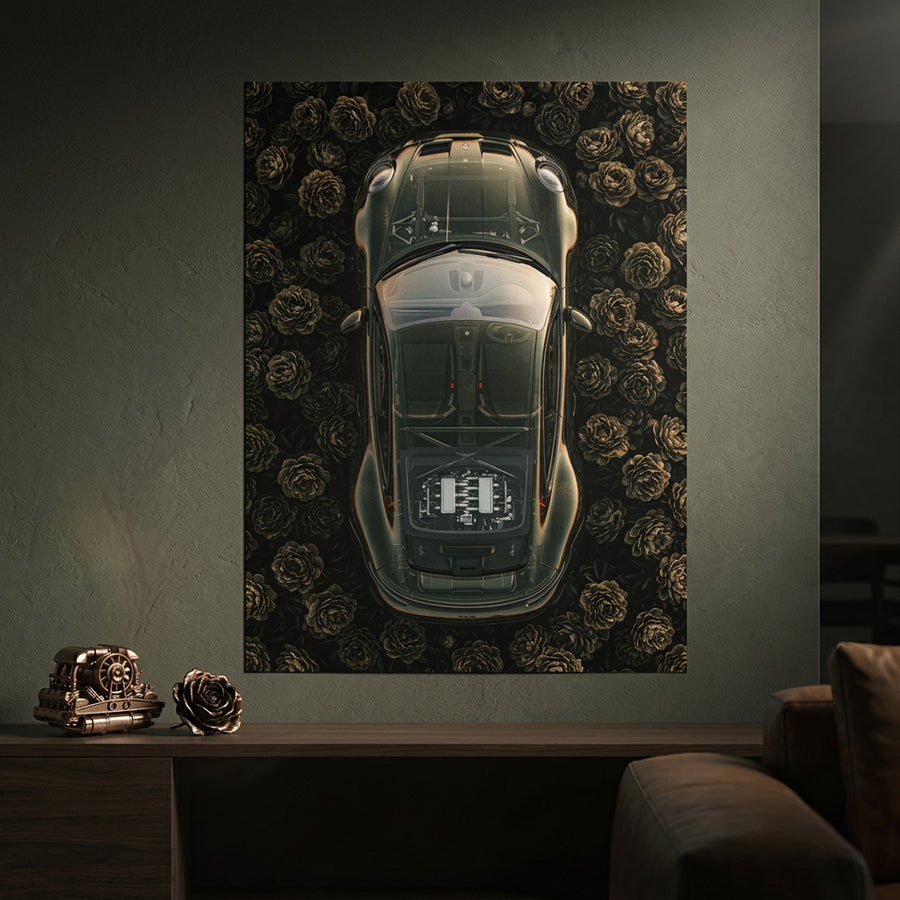 DOTCOMCANVAS® Porsche in flowers Poster – im Raum