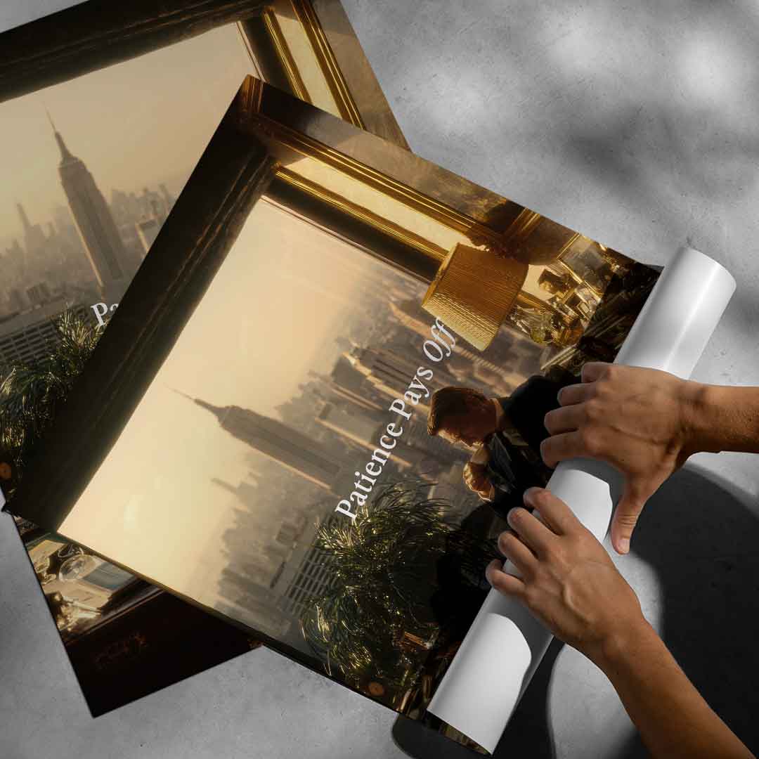 Patience Pays Off Poster aufgerollt Posterdarstellung