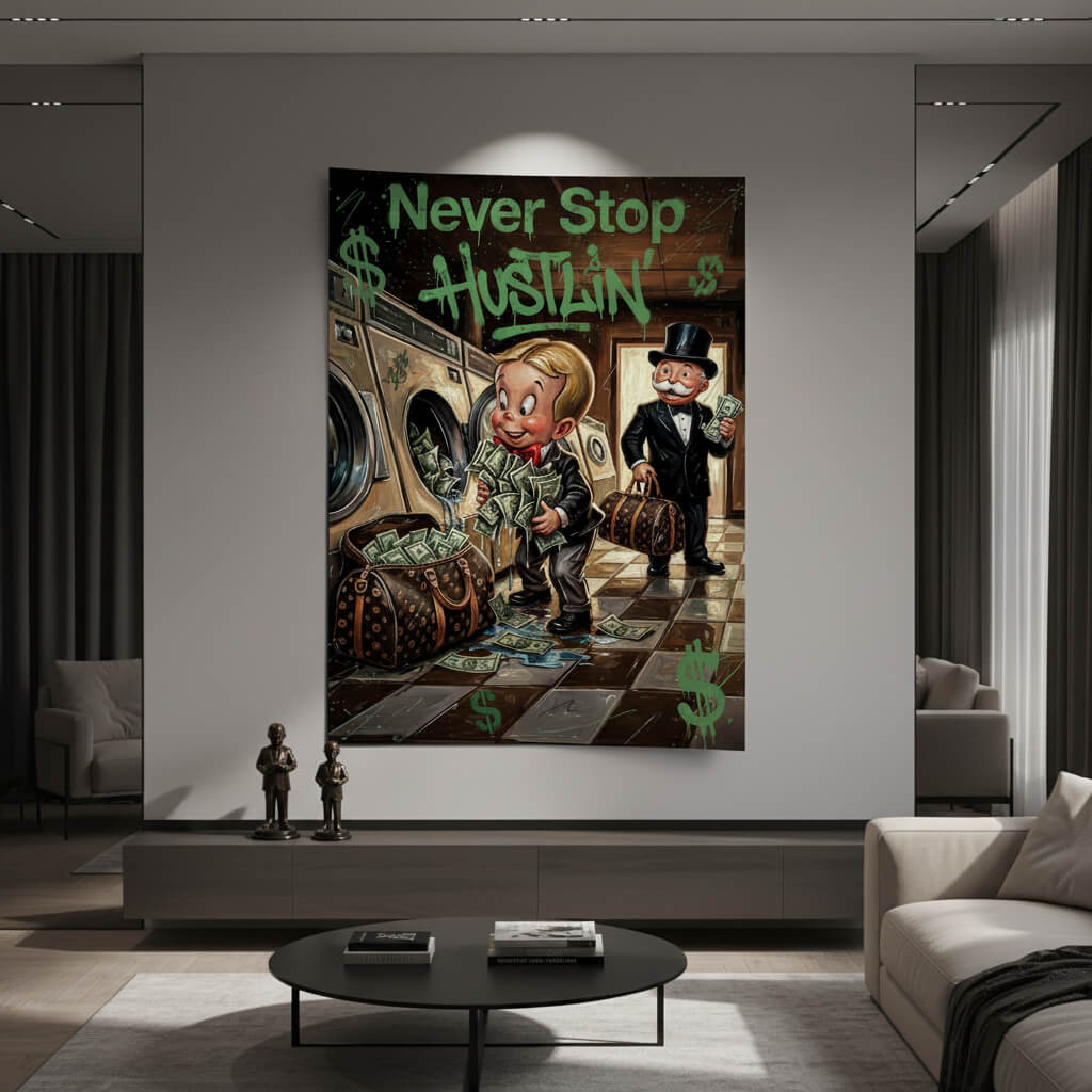 DOTCOMCANVAS® Never Stop Hustlin Poster – im Raum