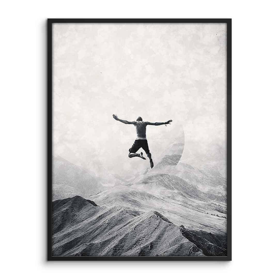 DOTCOMCANVAS® Jump in with both feet Poster – gerahmte Vorderansicht