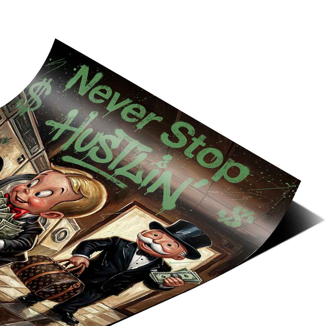 DOTCOMCANVAS® Never Stop Hustlin Poster – Eckdetail