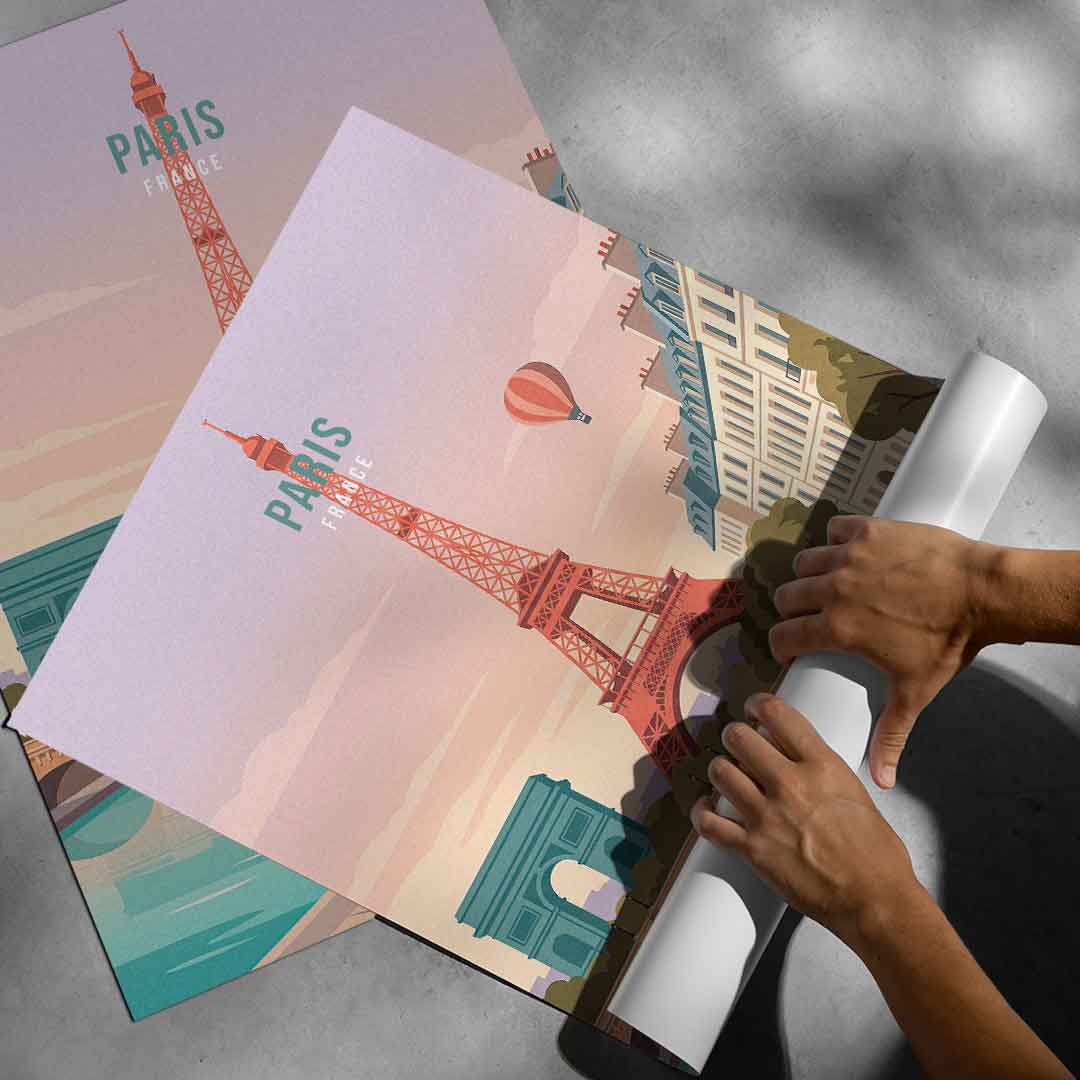 DOTCOMCANVAS Paris Poster aufgerollt