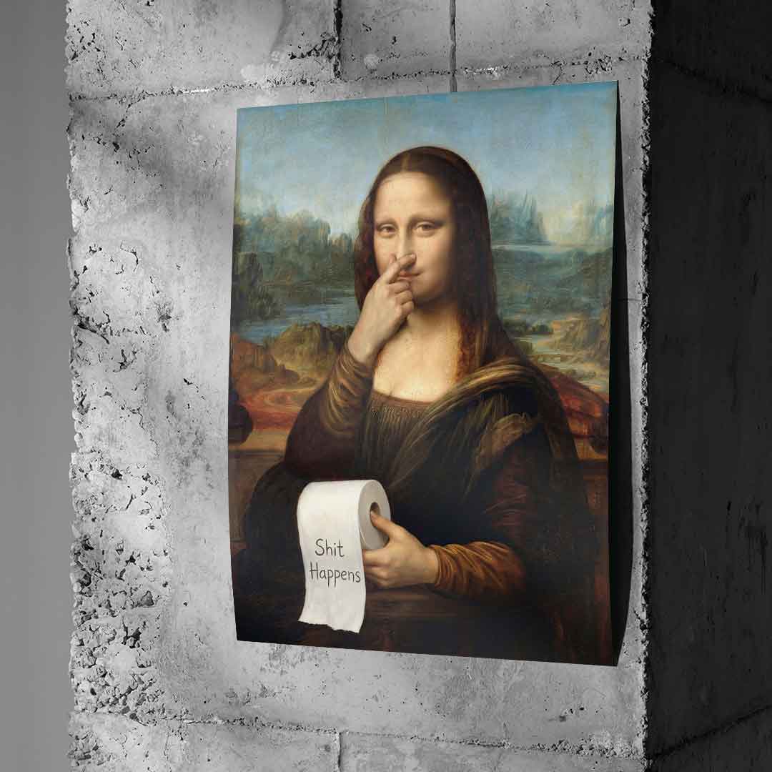 DOTCOMCANVAS Mona Lisa 1 for Toilett Poster an Betonwand