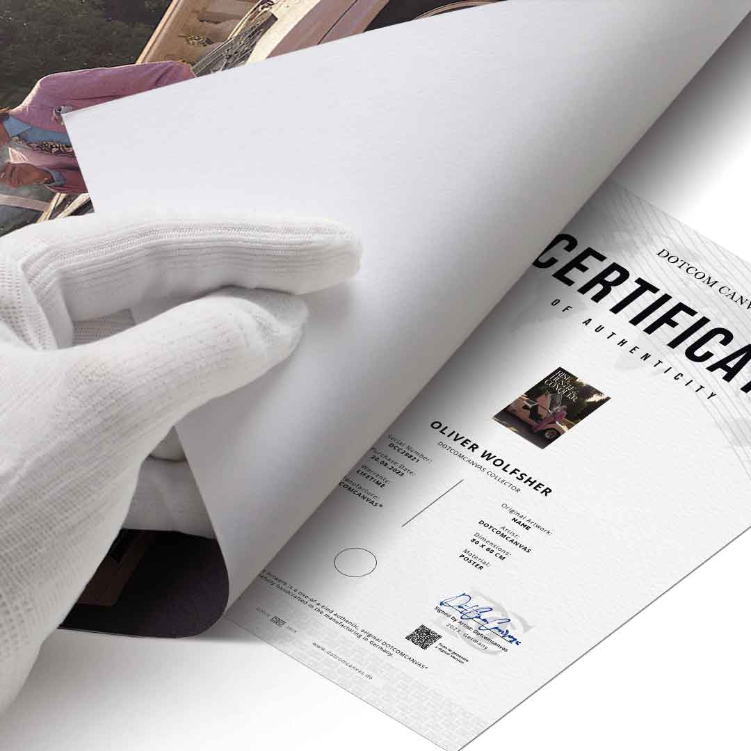 DOTCOMCANVAS Rise. Hustle. Conquer. Poster Echtheitszertifikat