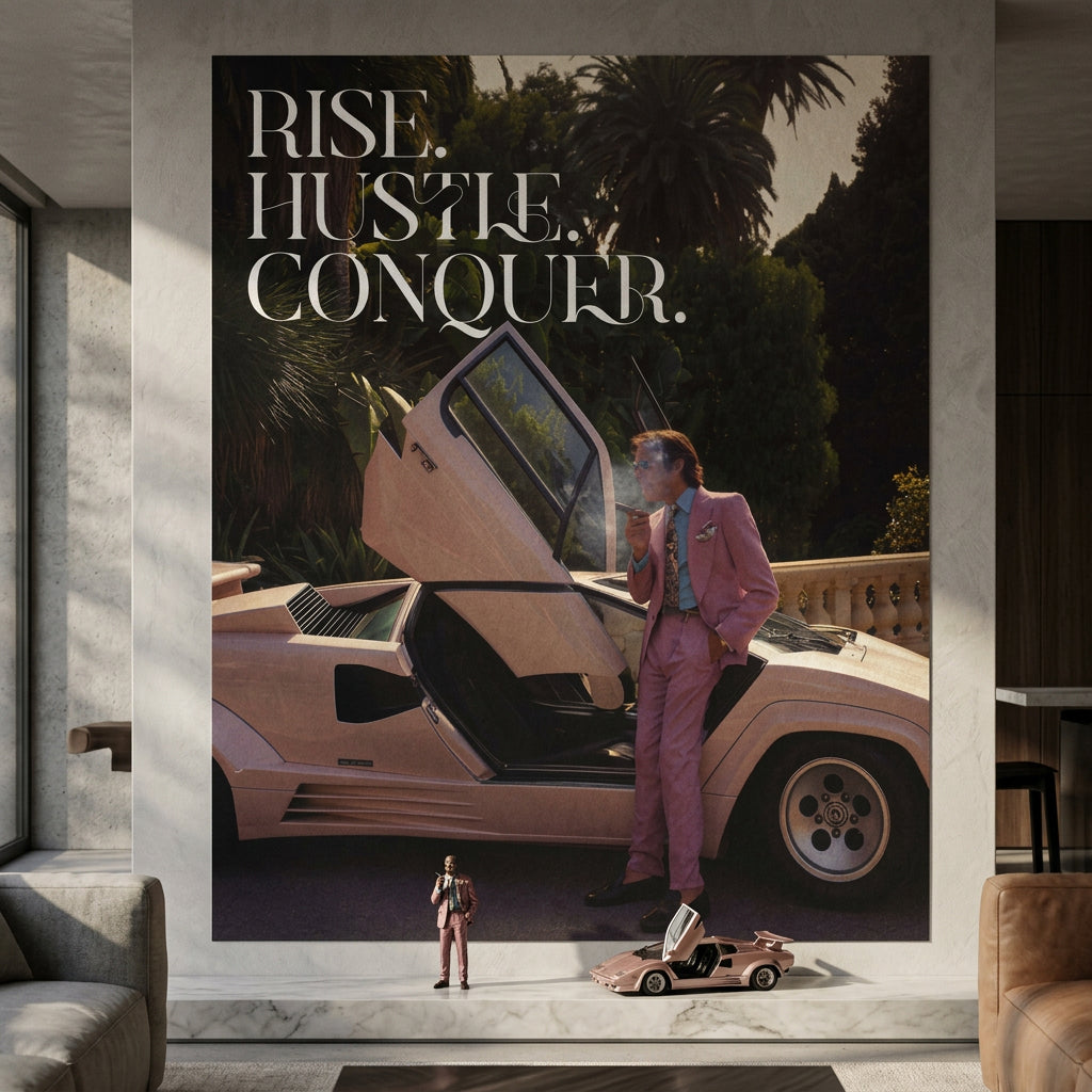 DOTCOMCANVAS Rise. Hustle. Conquer. Poster Raum Mockup