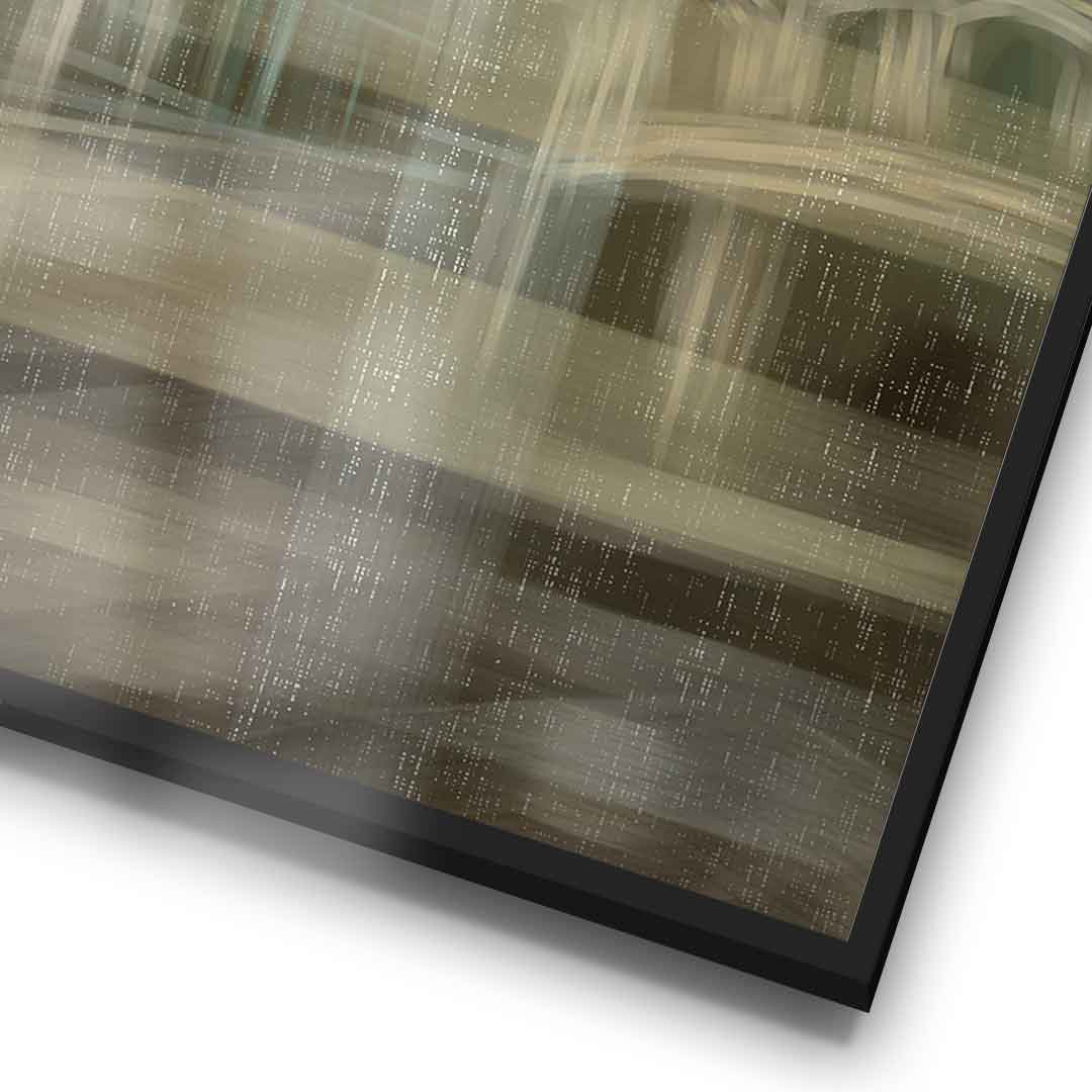 City in the Embrace of Golden Mist Poster gerahmtes Detail