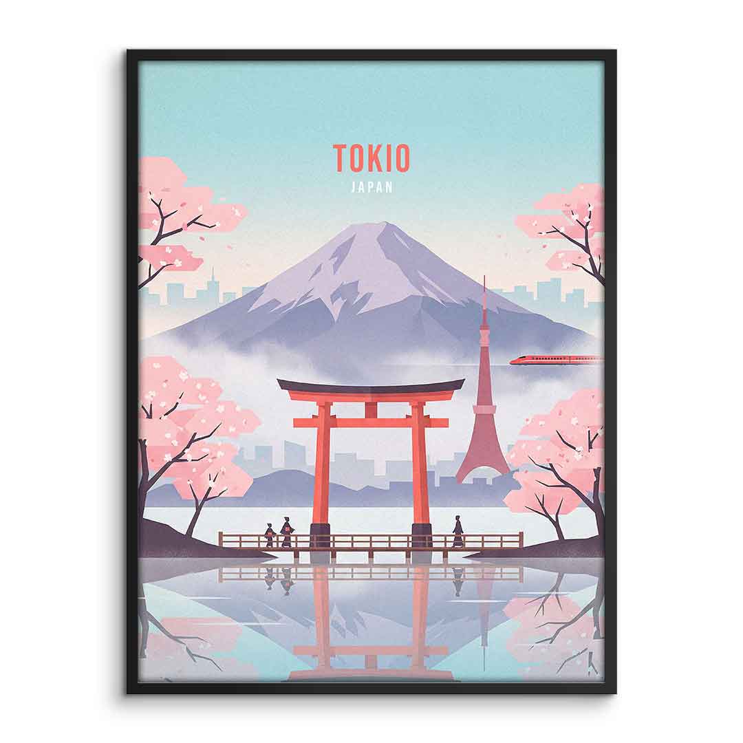 DOTCOMCANVAS Tokyo Poster mit Bilderrahmen Front