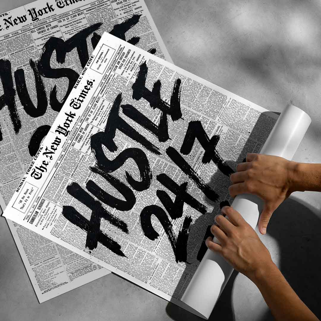 DOTCOMCANVAS Hustle 24/7 Poster gerollt