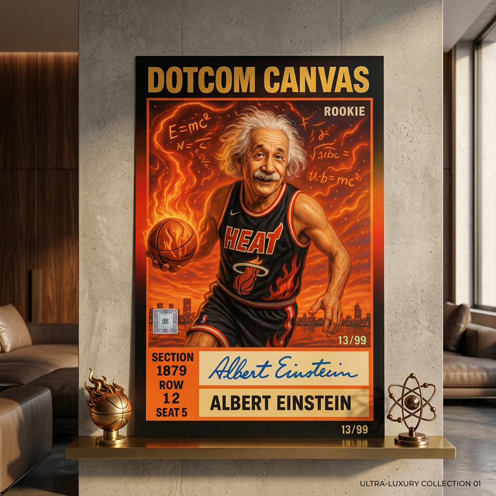 DOTCOMCANVAS Albert Einstein Basketball Card Pop Art Wandbild Poster im Wohnraum-Ambiente an der Wand