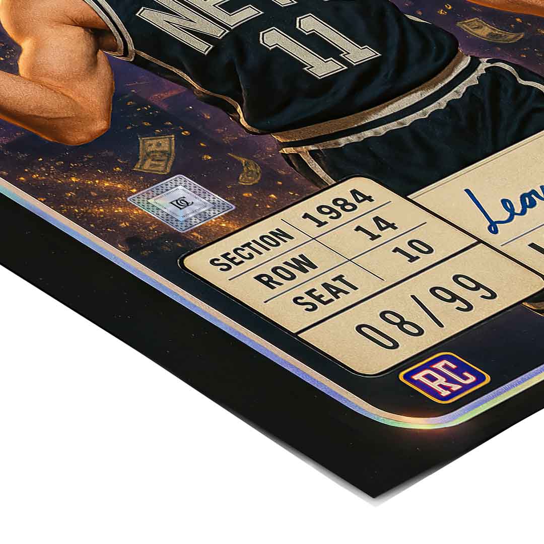 DOTCOMCANVAS Leo Dicaprio Basketball Card Poster Detail Ecke
