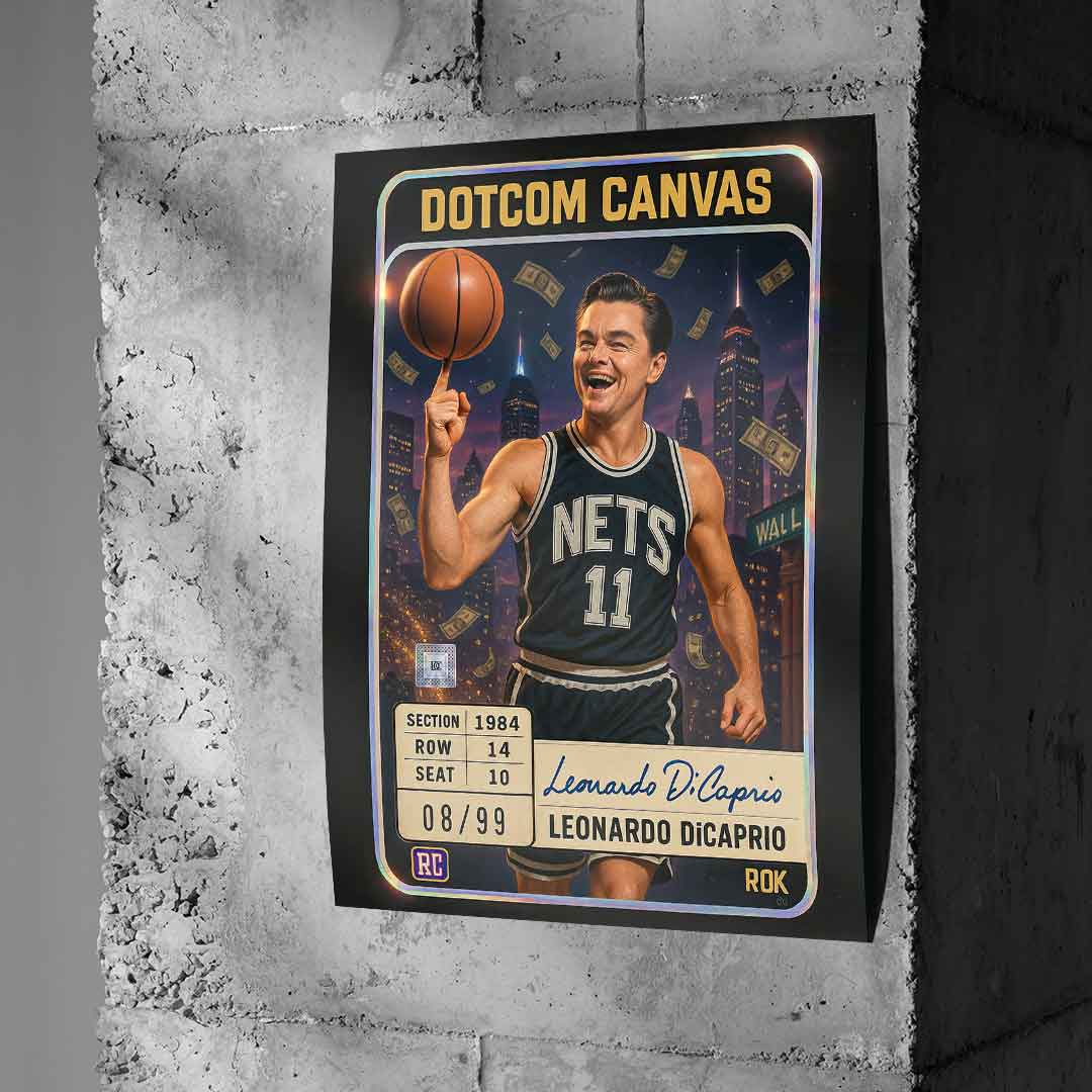 DOTCOMCANVAS Leo Dicaprio Basketball Card Poster Beton Wand Mockup