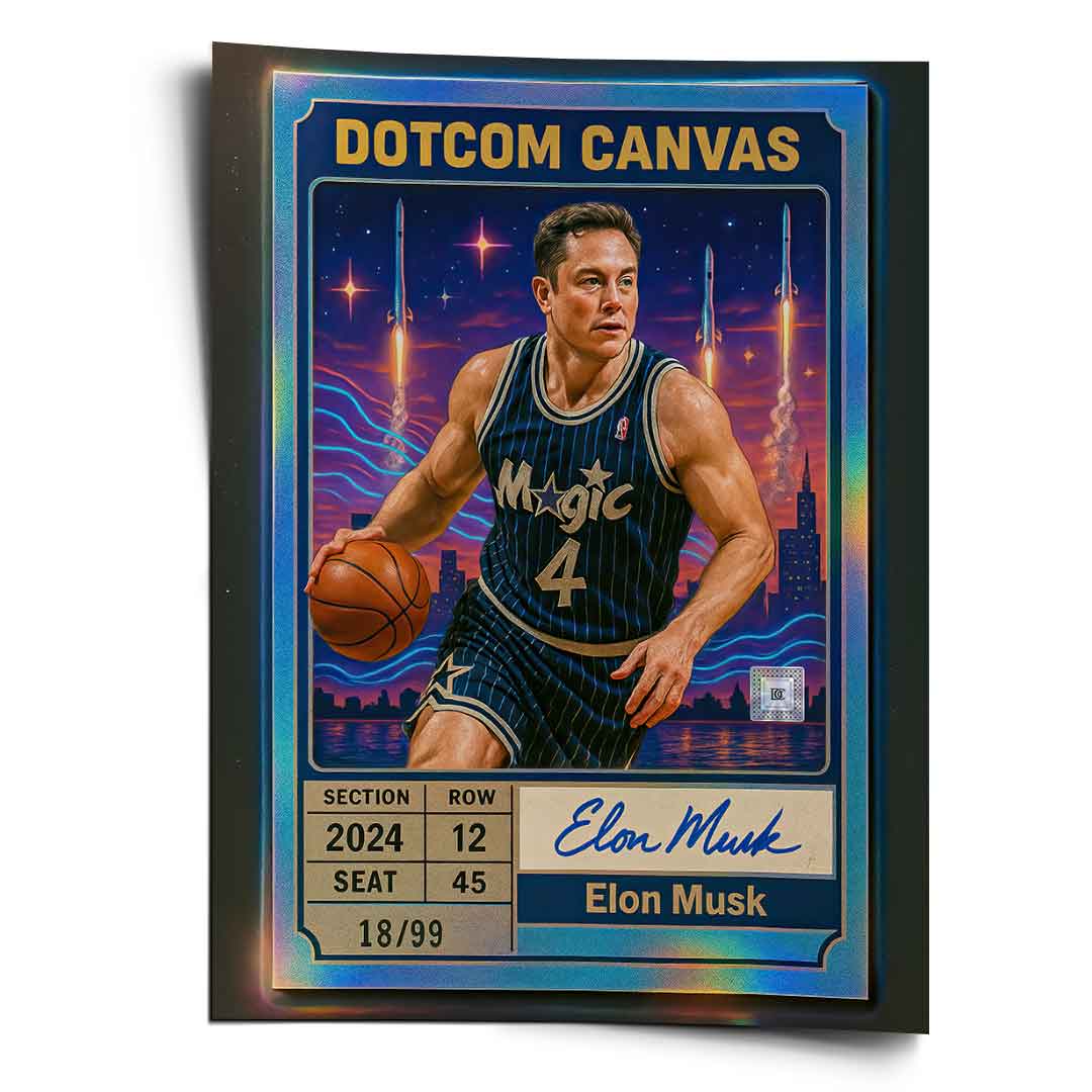 DOTCOMCANVAS Elon Musk Basketball Card Poster