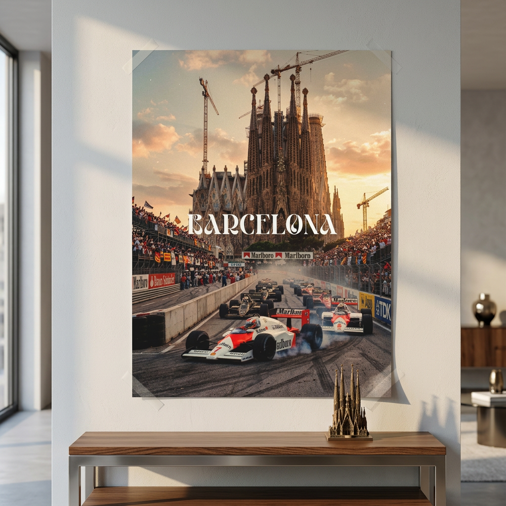 DOTCOMCANVAS Barcelona F1 Poster Raumansicht Wohnambiente